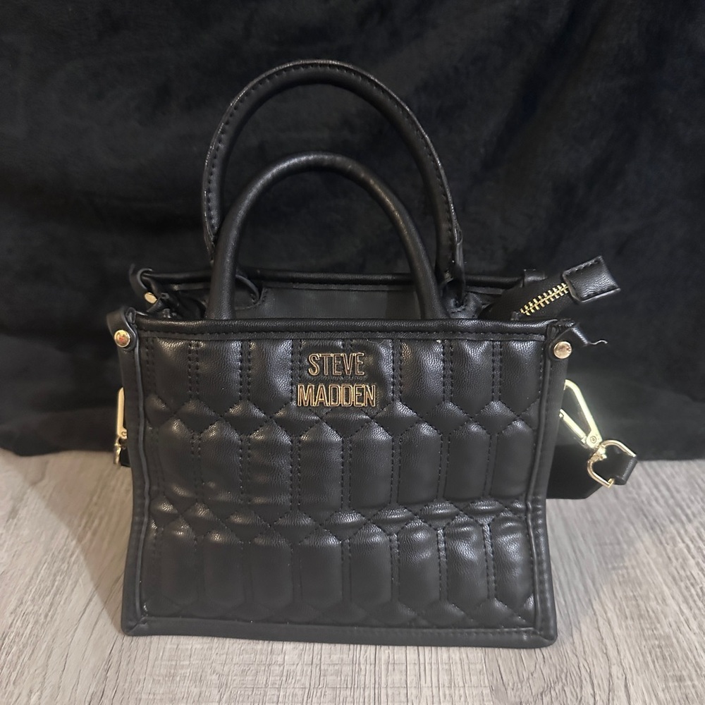 Steve Madden Quilted Black Satchel